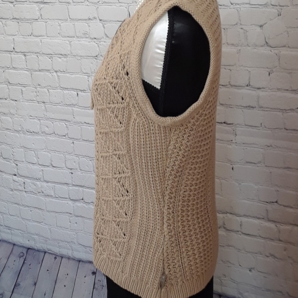 Woolrich Khaki crochet sweater vest zip up Vintage - Picture 5 of 7